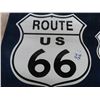 Image 2 : (ov) 2 - Metal Route 66 Sign 1) 12"x12" 1) 6"x6" Modern Mint