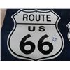 Image 2 : (ov) 2 - Metal Route 66 Sign 1) 12"x12" 1) 6"x6" Modern Mint