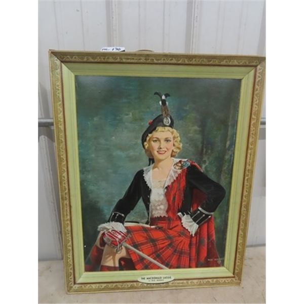 The Macdonald Lassie Advertising 22 x26  Cardboard w/ Natural Style Frame