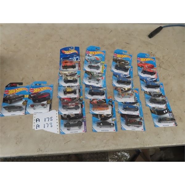 21 Hot Wheels in Package Including (2x) 1st Appearance Bat Mobile