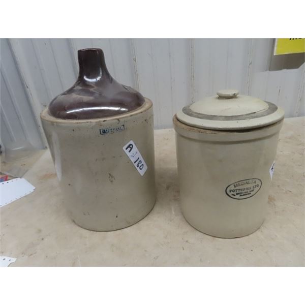 Medalta 1 Gal Crock w/ Lid & Imperial 2 Gal Jug