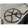 Image 2 : 2 Manual Crank Industrial Wheels 1) 20" round 1) 17.5" round