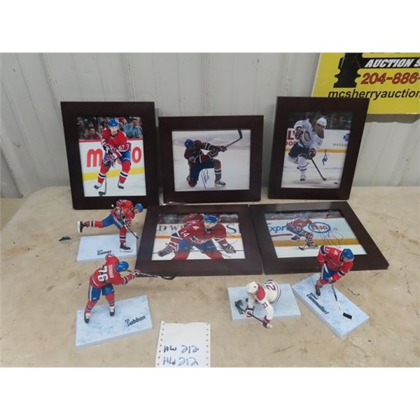 5 Montreal Canadians Autographed Pictures 1 w/ certificate with Max Pacioretty plus 4 figurines