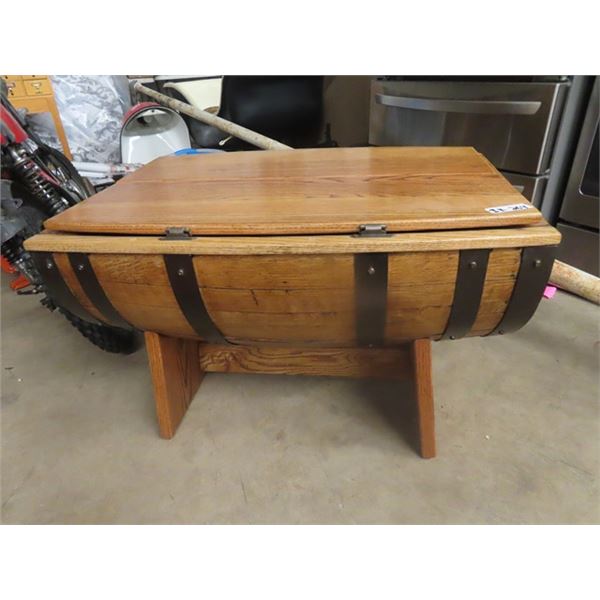 Whiskey Barrel Coffee Table w/ Storage 24"x35"x25"