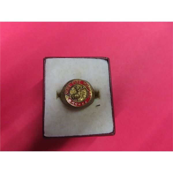 Vintage Junior Fire Marshal Ring w Makers Markings On Inside- Very Unique