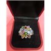 Image 1 : Unique Sterling Silver Multi Colored Stones - Size 8?