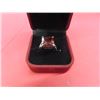 Image 1 : Sterling Silver w Ruby Like Square Stone - Size 7