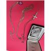 Image 1 : 3 Sterling Silver Necklaces - 2 Have Charmes - 1 is a Crystal Cross