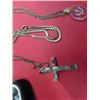 Image 2 : 3 Sterling Silver Necklaces - 2 Have Charmes - 1 is a Crystal Cross