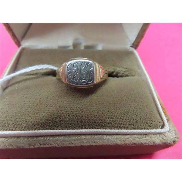 Mens 10 KT/ w 14KT  Insignia RIng- Size 9.5, Approx weight 6.78 Grams