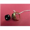 Image 2 : Men's 10 KT Ring w Black Stone & Diamond Chips Insert???- Needs Repair- Size 11, Approx 4.25 Grams