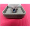 Image 1 : Sterling Silver Ring w Sapphire Like Stone & Crystal Like Stones - Size 10 w Box