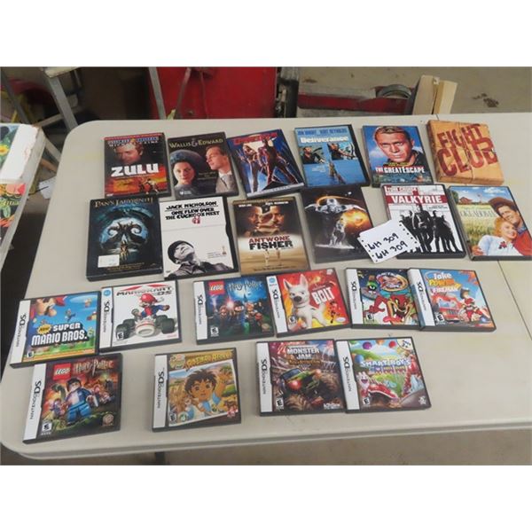 10 Ninetendo DS Games & 12 DVD Movies