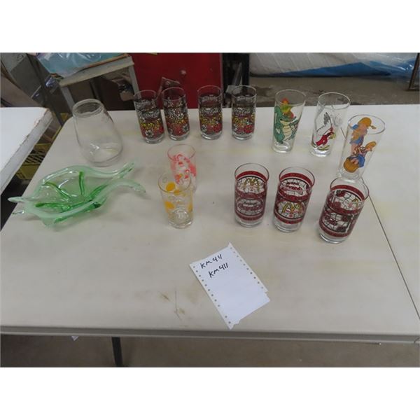 (KM) 14 Pcs Glass, Coke, McD's & Disney