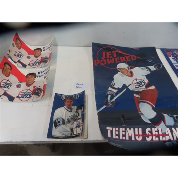 (RD) 7 Jets Posters & 1 Beckett Mag 1991- Jari Kurri