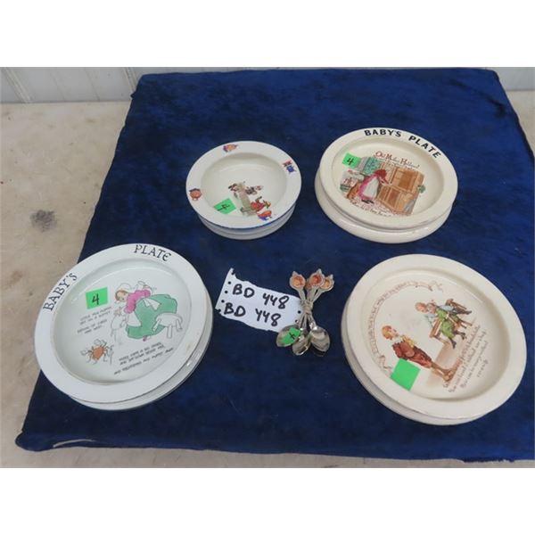 4 Early 1900's Baby's Plates, Royal Doulton & Others, All Exec Con. Also 5 Rare Dionne Quintuplets S