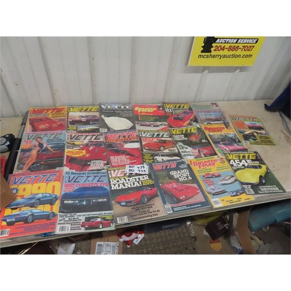 1980's Corvette Magazines, "Vette" Magazine all in Exec Cond (19 Mags)