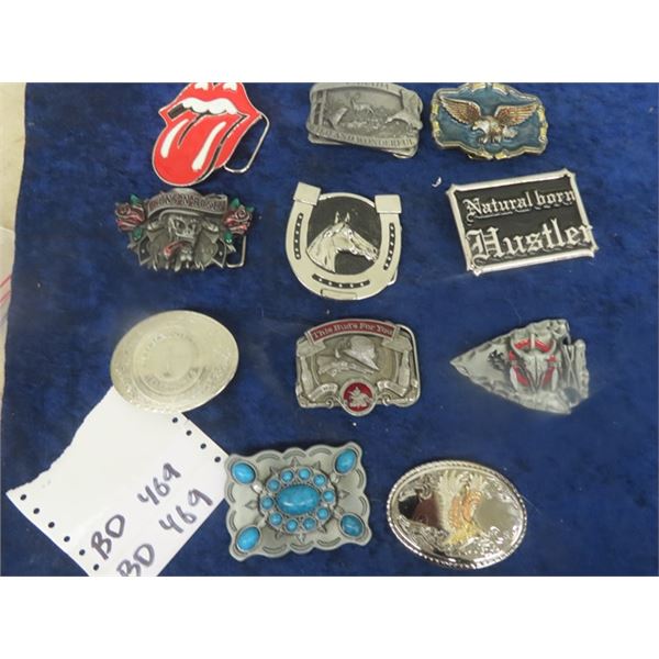 11 Belt Buckles, Cowboy, Dirst Nations, Guns & Roses , Stones, Hunting Eagles Plus