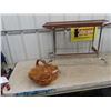 Image 1 : Vintage Teak Frame Magazine / Record Rack 32" x 11" x 24" Tall, Also Outstanding 1 Pc Large Burl Bas