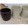 Image 2 : 3 - 1 Gallon Stoneware Crocks, Medalta, Medicine Hat Potteries, 1800's Brown Glaze, Also Medal Bean 