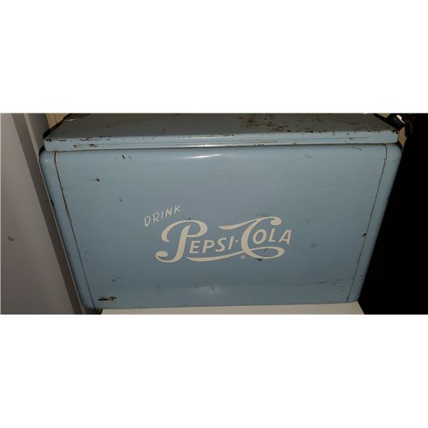 Vintage 1950's All Metal & Aluminum Pepsi Picnic Cooler - Embossed on both Sides, and Fully Functio