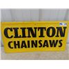 Image 1 : Vintage Metal Embossed Clinton Chainsaws Sign 12" x 24"