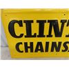 Image 2 : Vintage Metal Embossed Clinton Chainsaws Sign 12" x 24"