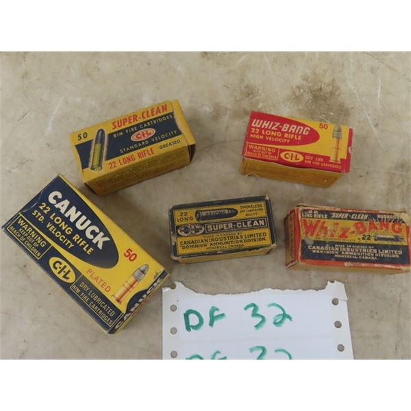 (DF) Vintage 22 Cal - Whiz Band, CIL, Canack, 5 Boxes  Approx 175 - 200 RDS- MUST HAVE PAL TO PURCHA