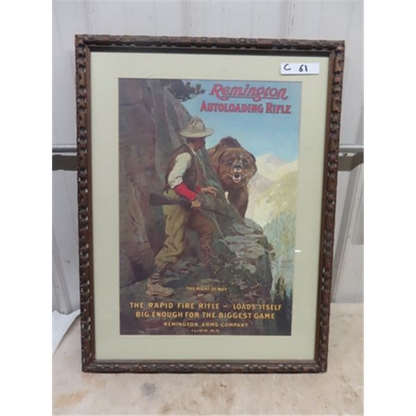 Framed Remington Rifle Adv Frame is 24" x 32"