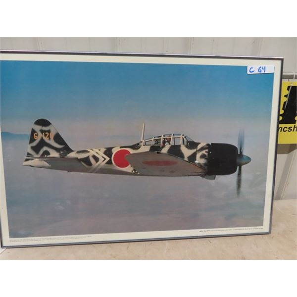 Framed Picture Chost Squadron Mitsubishi A6M-5 Zero   23.5" x 35"