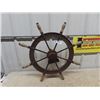 Image 1 : Cast & Wood Handled Ship Steering Wheel Russel Bros Ltd. 29" RD To End Handle