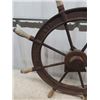 Image 2 : Cast & Wood Handled Ship Steering Wheel Russel Bros Ltd. 29" RD To End Handle