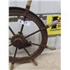 Image 3 : Cast & Wood Handled Ship Steering Wheel Russel Bros Ltd. 29" RD To End Handle