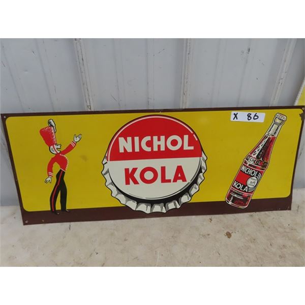 Vintage Nichol Kola Metal Sign 12" X 30"