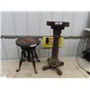Image 1 : Piano Stool & Wood Pedistal Stand 32" H 12" x 9"