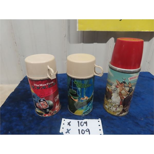 3 Thermos' The Man from Uncle 1966 1) 1967 Green Hornet & 1) Brave Eagle