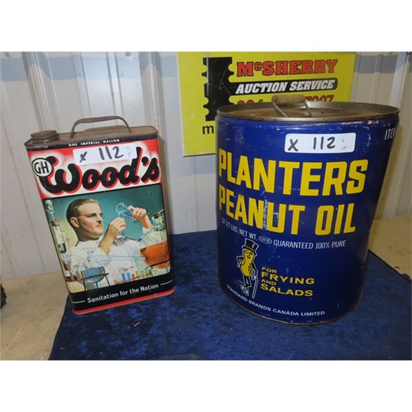 Woods 1 Gal Sanitation Tin w & Planters Peanut Oil 37.5 LBS Can