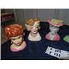 Image 3 : 6 Head Vases, Approx 6" Tall, Some w Jewelry