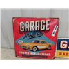 Image 2 : 2 Modern Metal Garage Signs 1) 15" x 15" & 1) 8" x 20"