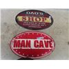 Image 1 : 2 Modern Metal Signs - Man Cave, Hot Rod Shop 13" x 22"