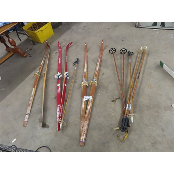 3 Sets of Snow Skis & poles