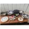 Image 1 : 2 Clocks, Strainer, Bowls, Canner & More