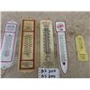 Image 1 : 5 Metal Thermometers All w Adv Biggest is 4" x 13"