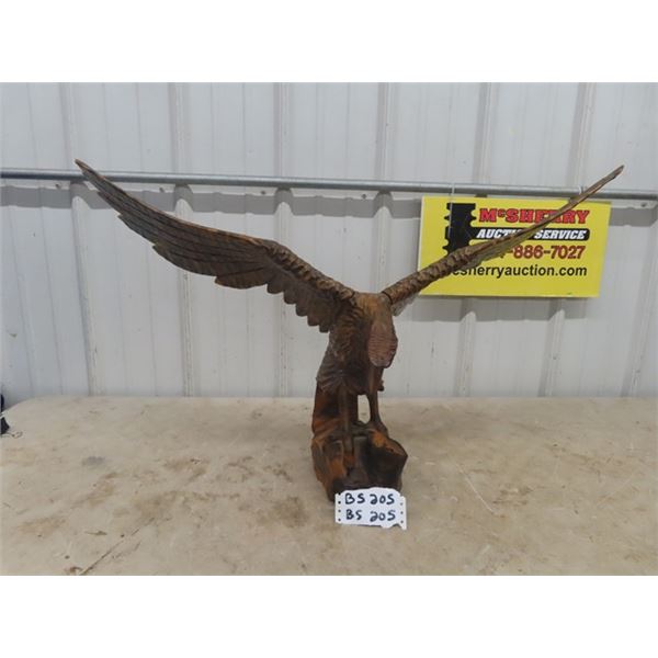 Wooden Carved Eagle 21`" H X 36"