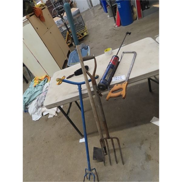 Potato Fork, Hoe, Meat Saw & Garden Claw
