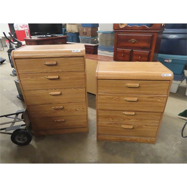 2 Modern Dresers 1) 5 Drawer 46" x 30: X 18.5" & 1) 38" x 30" x 18.5"