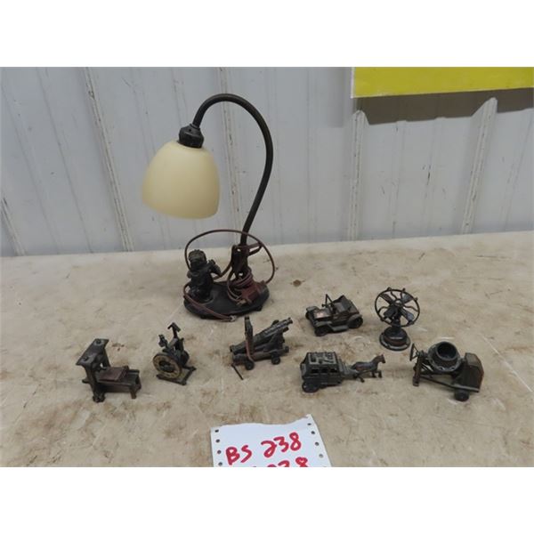 7 Pencil Sharpener Collectibles & Lamp w Figurines