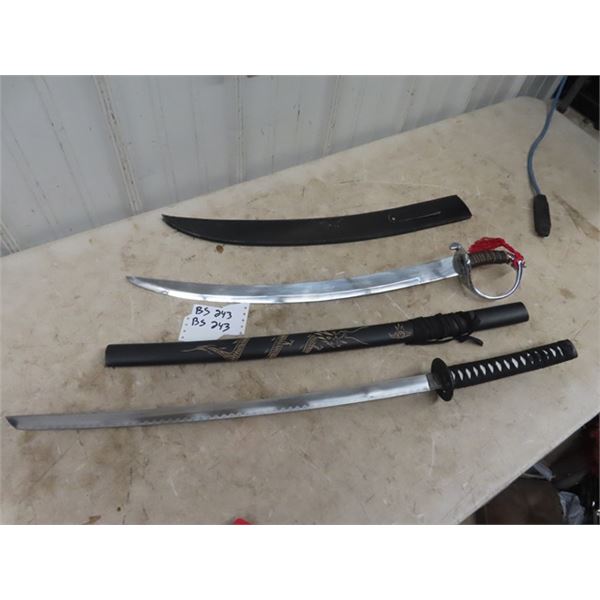 2  Dedication Swords 1) 30" Long Cavalry Style 1) 36" Long