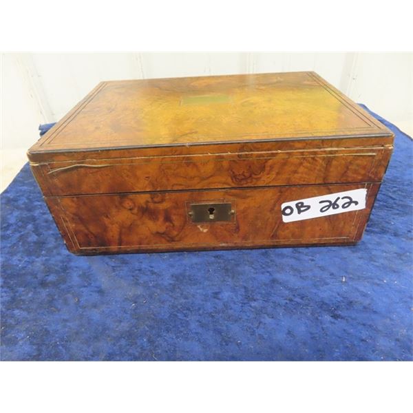 1800's Victorian Burl Walnut Lap Desk 5" x 12" x 9"