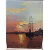 Image 2 : Original Oil Painting " Sunset on the Thames" by L.W. Morris (1965) 21" x 25"